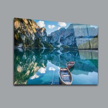 Glassual Art Denizdeki Tekneler Manzara Cam Tablo PCT0209