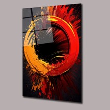 Glassual Art Sarı Kırmızı Yuvarlak Boya Renk Cümbüşü Cam Tablo PCT0672