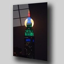 Glassual Art Kule ve Dolunay Manzara Cam Tablo PCT0374