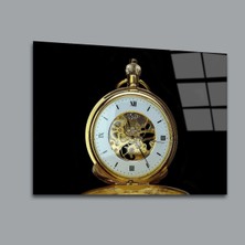 Glassual Art Gold Saat Roma Rakamlı Karışık Cam Tablo PCT0151