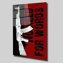 Glassual Art Uzun Namlulu Silah Figürlü Dolar Cam Tablo PCT0302