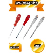 BRATİ HAND TOOLS 4'lü Tornavida Seti Ince (Düz ve Yıldız Tornavida + Düz ve Yıldız Kontrol Kalemi)