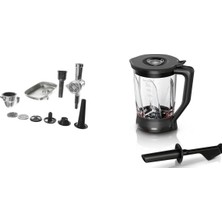 Bosch Optimum Mutfak Şefleri 8-9 Serilerine Uyumlu Kıyma Çekme Aparatı ve Cam Blender Aparatı 2li Set