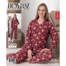 NemereSoft Boyraz 0350 Kadın Süet Patlı Uzun Kol Pijama Takımı