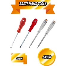 BRATİ HAND TOOLS 4'lü Tornavida Seti Kalın (Düz ve Yıldız Tornavida + Düz ve Yıldız Kontrol Kalemi)