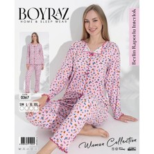 NemereSoft Boyraz 0367 Kadın Raporlu Uzun Kol Pijama Takımı