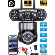 Esvision ES-5904 8MP 4 Lensli Akıllı Güvenlik Kamerası Hieasy Wifi Gece Görüş Sesli Kişi Takibi