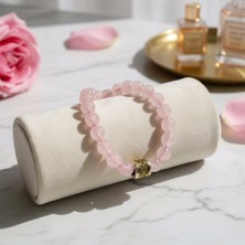 Aytens Takı Orijinal Pembe Kuvars Bileklik - El Yapımı Zamak ve Pirinç Detaylı