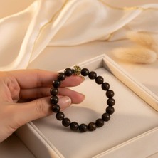 Aytens Takı Özgüven ve Nezaket Taşı Bronzit Bileklik - Zamak Üzeri Pirinç Işlemeli