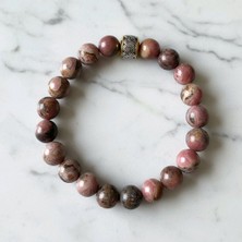 Aytens Takı Orijinal Rodokrozit Doğal Taş Bileklik - Zamak Üzeri Pirinç Işlemeli