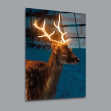 Glassual Art Parlak Boynuzlu Geyik Hayvanlar Alemi Cam Tablo PCT0082