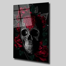 Glassual Art Güller Içinde Kurukafa Karışık Cam Tablo PCT0349