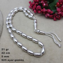 Bir Gümüş Aşkı Gümüş Tesbih Arpa Kesim Düz Model Küçük Boy