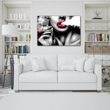 Glassual Art Kırmızı Rujlu Dudak Dolar Cam Tablo PCT0422