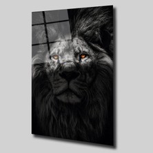 Glassual Art Siyah Beyaz Aslan 8 Hayvanlar Alemi Cam Tablo PCT0305