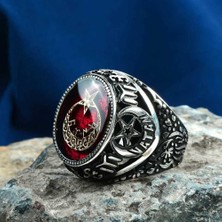 Takılingo 925 Ayar Gümüş Vatan Işlemeli Göktürkçe Türk Yazılı Mineli Erkek Yüzük