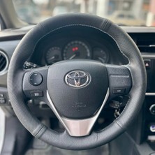 Gürler Oto Kılıf ve Aksesuar Toyota Uyumlu Corolla 2013-2018 Araca Özel Dikmeli Direksiyon Kılıfı Noktalı Düz Gri Ipli