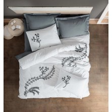 Cotton Box Brode Ranforce Çift Kişilik Nevresim Takımı Ivy Gri