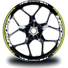Cfmoto 450SR Sticker Jant Iç & Dış Yazılı Etiket Modeli Neon Sarı - Beyaz