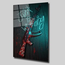 Glassual Art Uzun Namlulu Silah 2 Dolar Cam Tablo PCT0347