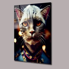 Glassual Art Üniformalı Kedi Hayvanlar Alemi Cam Tablo PCT0600