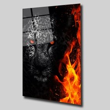 Glassual Art Ateş ve Jaguar Hayvanlar Alemi Cam Tablo PCT0263