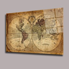 Glassual Art Eski Dünya Haritası Harita Cam Tablo PCT0626