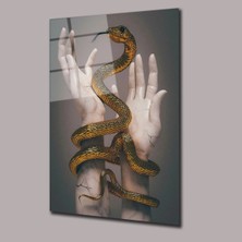 Elleri Kelepçeliyen Yılan Illüstrasyon Cam Tablo PCT0872