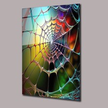 Glassual Art Renkli Örümcek Ağı Illüstrasyon Cam Tablo PCT0705