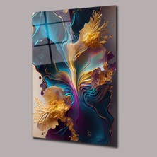 Glassual Art Soyut Yaprak Desen Renk Cümbüşü Cam Tablo PCT0730