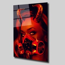 Glassual Art Boynuzlu Maskeli Kadın Cam Tablo PCT0282