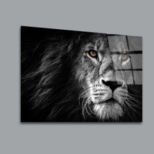 Glassual Art Siyah Beyaz Aslan 2 Hayvanlar Alemi Cam Tablo PCT0127