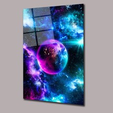 Glassual Art Mor Dünya ve Yıldızlar Uzay ve Bilim Cam Tablo PCT0648
