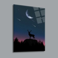 Glassual Art Gece ve Geyik Hayvanlar Alemi Cam Tablo PCT0070