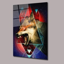 Glassual Art Kırmızı Gözlü Kurt Hayvanlar Alemi Cam Tablo PCT0688