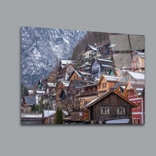 Orman Arasında Olan Evler Manzara Cam Tablo PCT0139