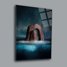 Denizin Ortasındaki Kayalık Manzara Cam Tablo PCT0021