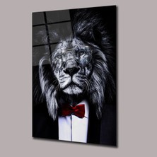 Glassual Art Smokinli Aslan Hayvanlar Alemi Cam Tablo PCT0682