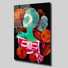 Glassual Art Cadılar Bayramı Konseptli ve Kabak Kadın Cam Tablo PCT0366