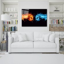 Glassual Art Ateş ve Su Yumrukları Neon Cam Tablo PCT0416