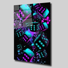 Glassual Art Mor-Turkuaz Zar Dolar Cam Tablo PCT0324