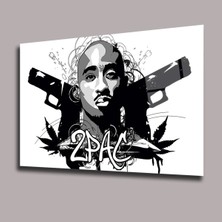 Glassual Art Tupac Shakur Glock 2pac Sinema ve Ünlüler Cam Tablo PCT0939