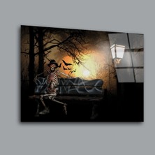 Glassual Art Gece ve Iskelet Illüstrasyon Cam Tablo PCT0159