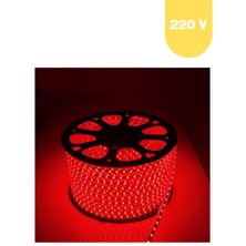 Powerr Led Aydınlatma 220 Volt Kırmızı 60 Ledli 3 Çipli Hortum LED 5 Metre Güç Kablosu Dahil