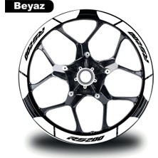 Beyaz Bajaj Pulsar RS200 Geniş Jant Sticker Etiket Modeli