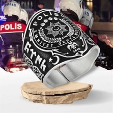 Takılingo 925 Ayar Gümüş Polis Armalı Ayarlanabilir Zihgir Erkek Yüzük