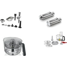 Bosch Optimum Mutfak Şefleri 8-9 Serilerine Uyumlu Kıyma Çekme-Narenciye Sıkacağı-Doğrama Rende Aparatı-Makarna Erişte Merdanesi 4lü Set