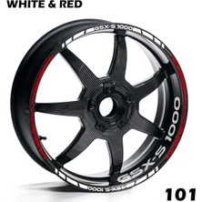 Suzuki GSX-S1000 Beyaz Kırmızı Jant Sticker Etiket Modeli