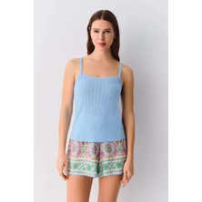 Dream Fashion Yeşil Desenli Harley Atlet Şort Pijama Takımı