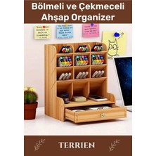 Terrien Özel Üretim Demonte Ev Ofis Çalışma Masası Dayanıklı Kolay Montaj Bölmeli Çekmeceli Ahşap Organizer